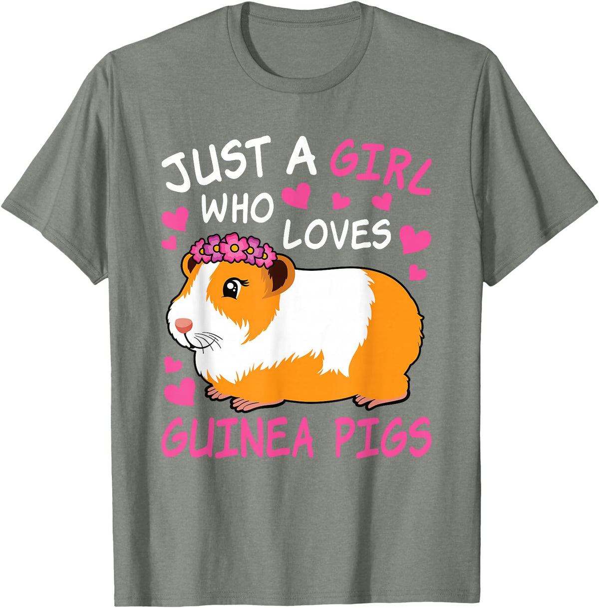 EDILILU Just A Girl Who Loves Guinea Pigs Cute Guinea Pig Lover T-Shirt - Olive Heather
