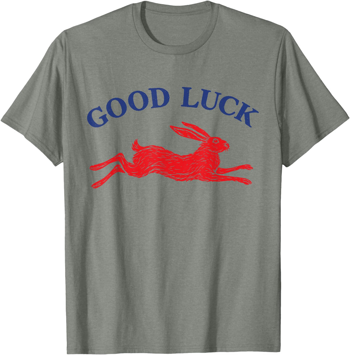 Good Luck Rabbit Easy Tiger Cool Girls Retro Western Funny T-Shirt in Olive Heather