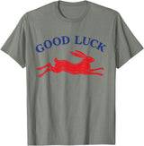 Good Luck Rabbit Easy Tiger Cool Girls Retro Western Funny T-Shirt in Olive Heather