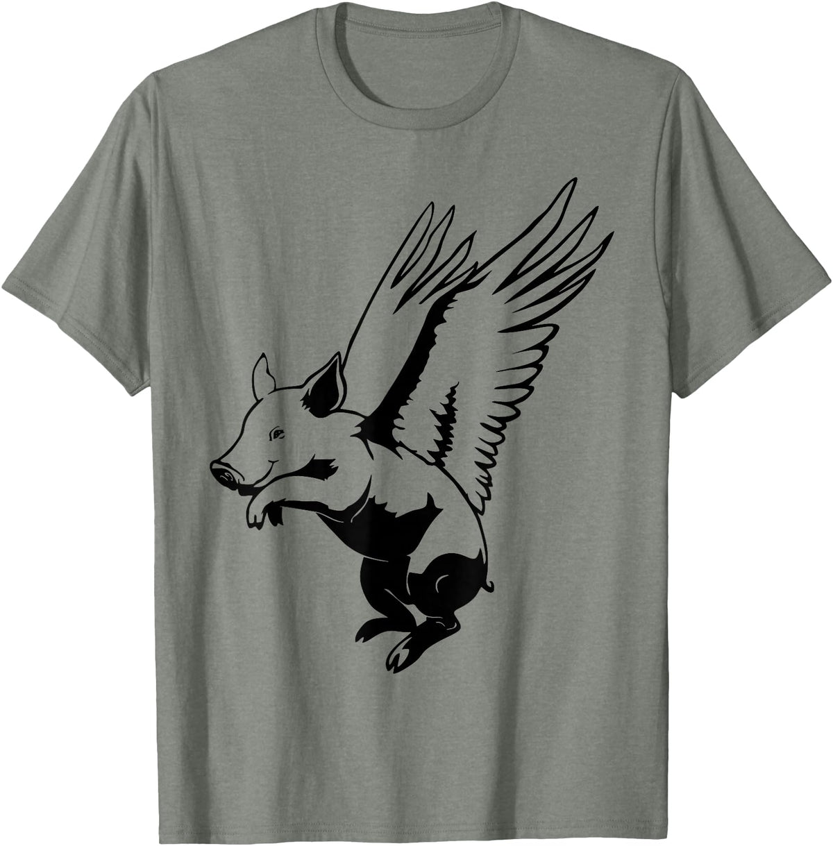 Flying Pig Funny Animals Flying Pig with Wings Fly Pig Lovers T-Shirt - Olive Heather