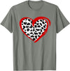 Cow Pattern Clothing for Cow Lover Heart Cow Print T-Shirt - Olive Heather
