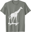 Giraffe Skateboarding Skateboarder Gifts Giraffe Skateboarding Skateboarder T-Shirt - Olive Heather