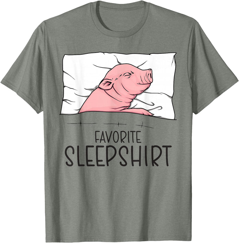 Sleeping & Napping Shirt Gifts For Nap Lovers Favorite Sleepshirt, Napping Pig, Piglet & Piggy Pajama T-Shirt - Olive Heather