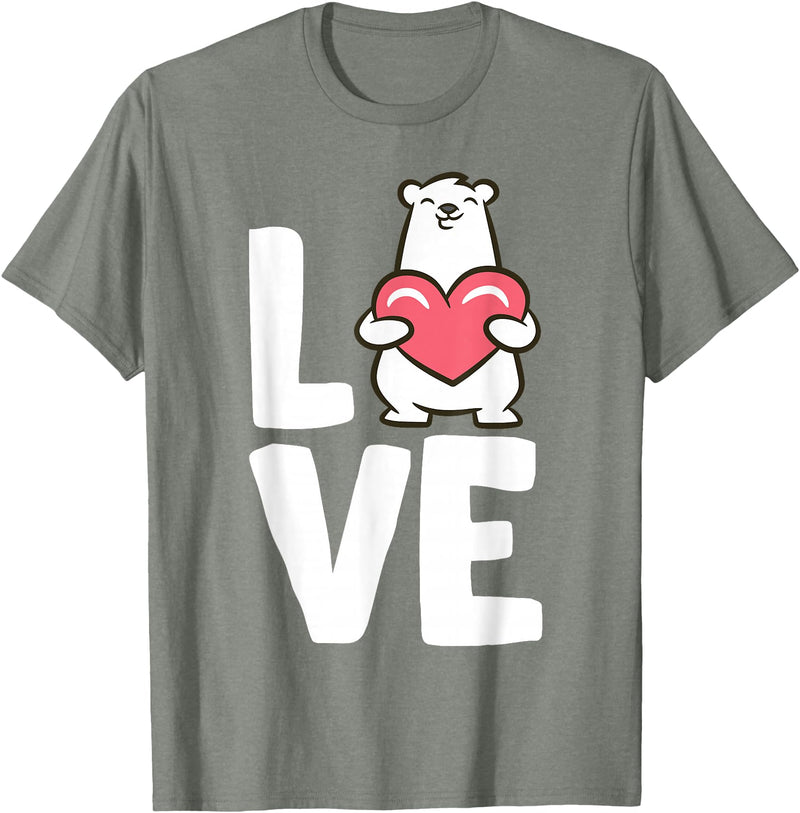 Cute Polar Bear Gifts And Tees I Love Polar Bears T-Shirt - Olive Heather