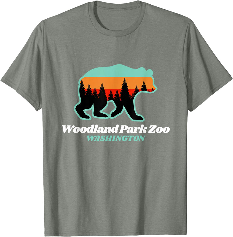 Retro Vintage WA Summer Camping & Hiking Souvenir Woodland Park Zoo Washington Tourist T-Shirt - Olive Heather