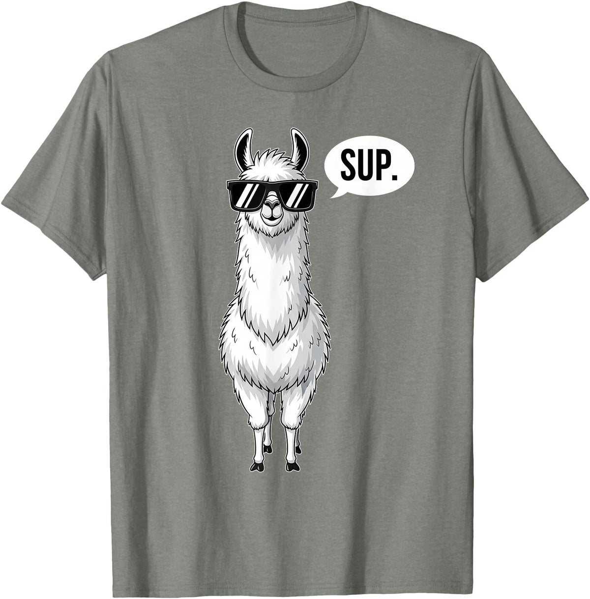 Funny Llama lover Co Alpaca Llama with Sunglasses Sup T-Shirt - Olive Heather
