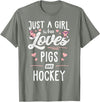 Pigs Memme Just A Girl Who Loves Pigs And Hockey Gift Women T-Shirt - Olive Heather