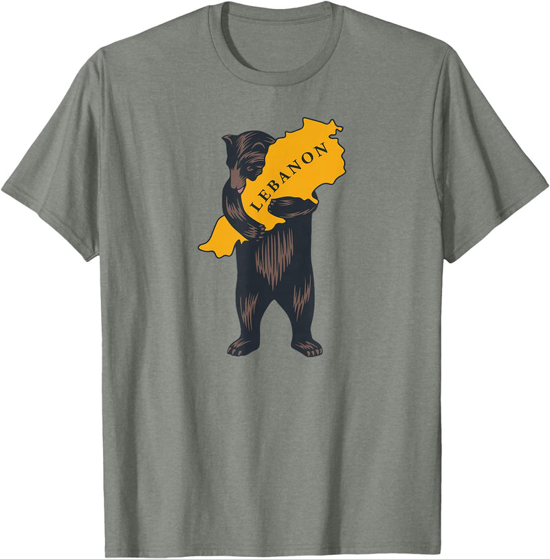 From California with Love Bear hugging Lebanon (based on California design) T-Shirt - Olive Heather