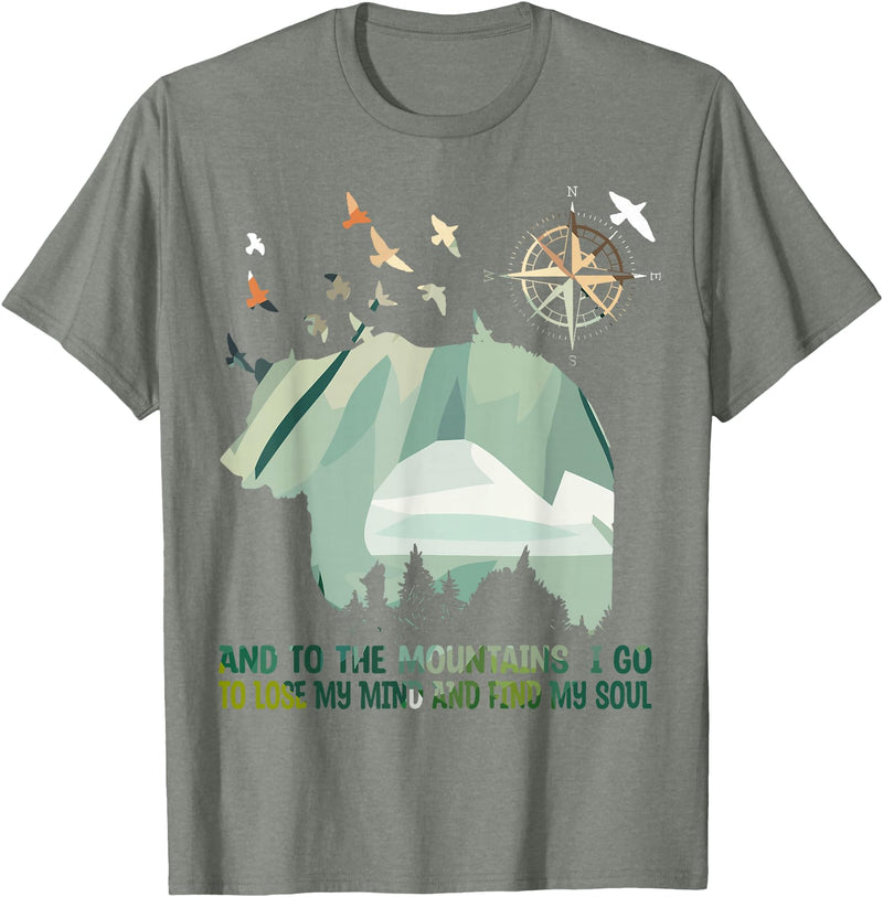 Camping Bears And To The Mountains I Go To Lose My Mind Camping Bear T-Shirt - Olive Heather