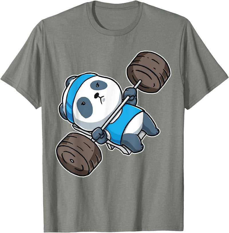 BCC Funny Panda Shirts & Panda Bear Gifts Panda Bear Gym Workout Training Bench Press Weight Lifting T-Shirt - Olive Heather