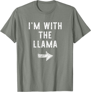 Im With The Llama Halloween Costume I’m with The Llama Funny Halloween Couple Costume T-Shirt - Olive Heather