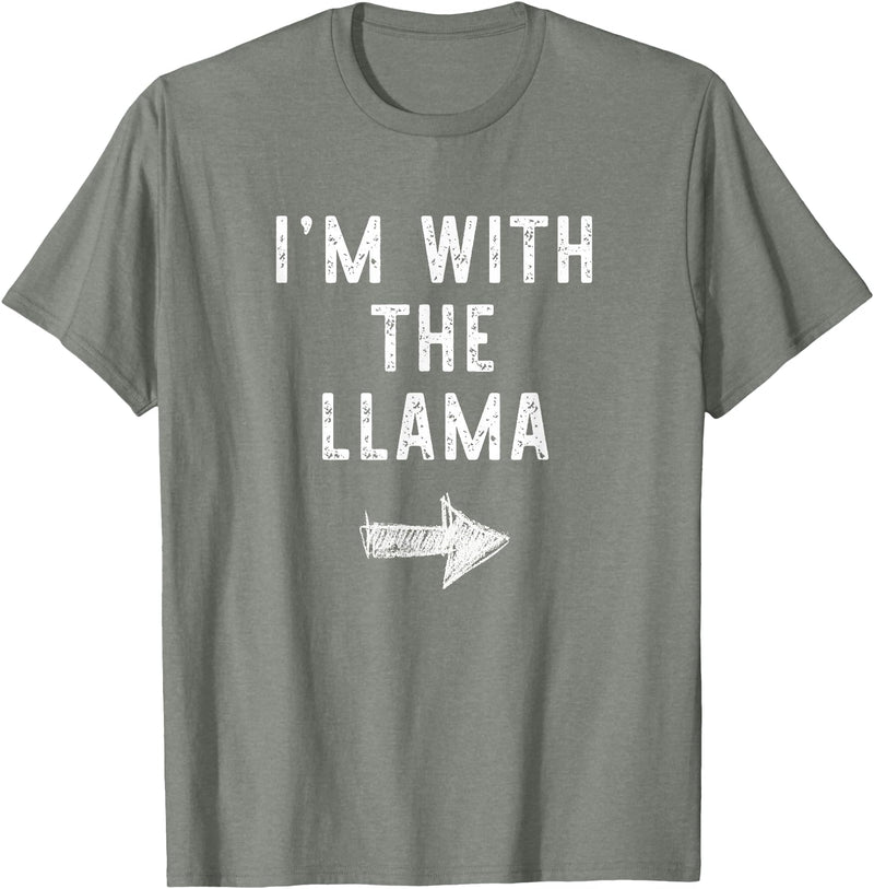 Im With The Llama Halloween Costume I’m with The Llama Funny Halloween Couple Costume T-Shirt - Olive Heather
