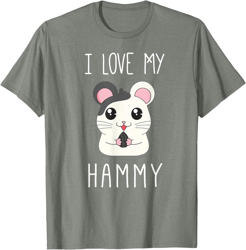 I Love My Hammy T Shirt for Hamster Lovers T-Shirt - Olive Heather