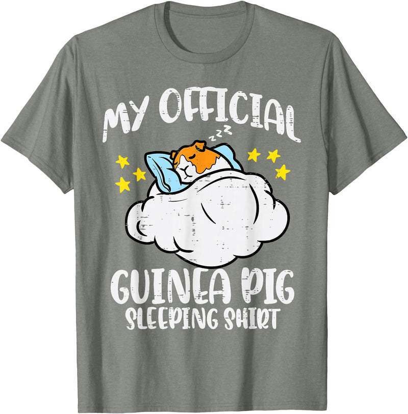 Guinea Pig Shirts For Men Women Kids Gift My Official Guinea Pig Sleeping Shirt Cavy Women Kids Men T-Shirt - Olive Heather