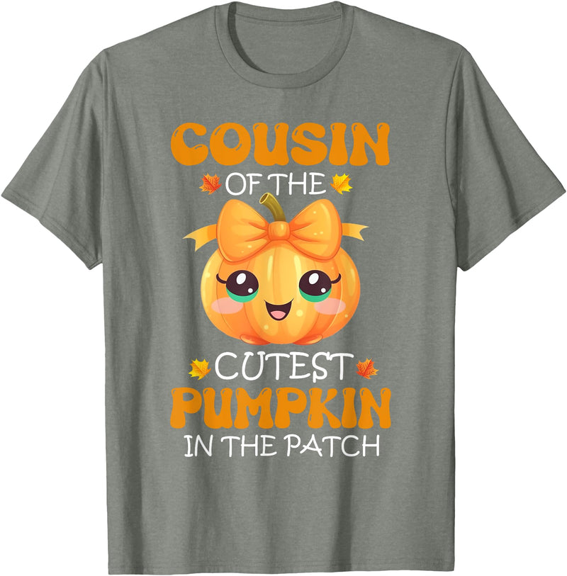 Cutest Pumpkin Girl Halloween Matching Tee Apparel Cousin Of The Cutest Pumpkin In The Patch Halloween T-Shirt - Olive