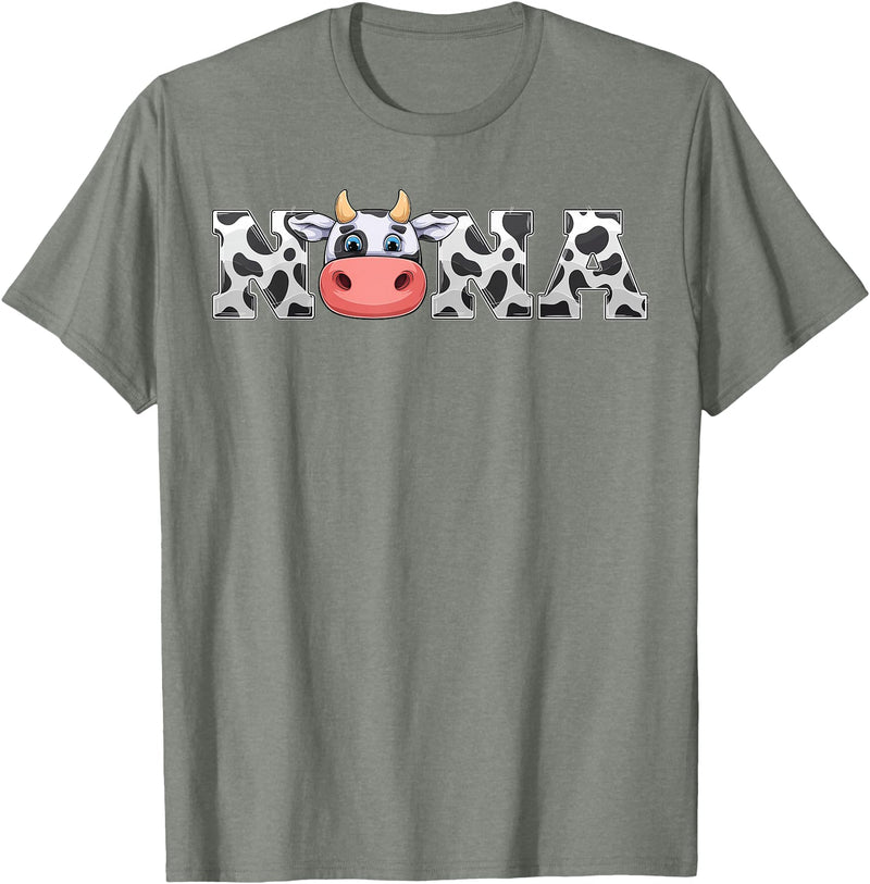 ETHRLO cow im one birthday decorations Shirts Nana Cow Print Cowboy Animal Pattern Farmer Cow Nana T-Shirt - Olive Heather