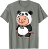 Pig In Panda Costume Kawaii Design Kawaii Pig In Panda Costume for Girls kids Pig Lover T-Shirt - Olive Heather