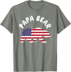 Papa Bear - Father's Day Birthday Papa Bear - Father's Day American Flag 4TH of July T-Shirt - Olive Heather