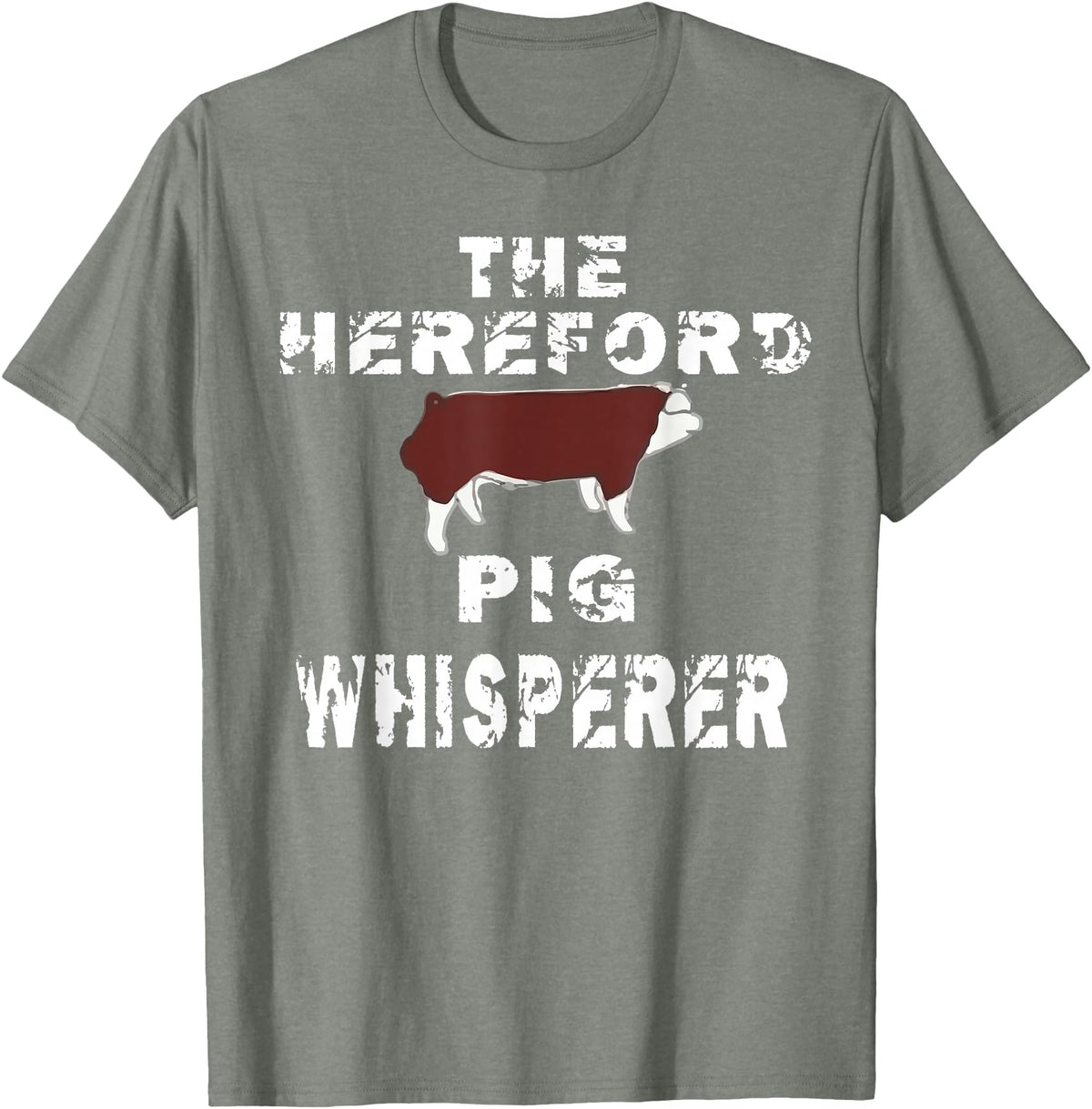 Hereford Hog T-Shirt The Hereford Pig Whisperer Apparel Breeder Men T-Shirt - Olive Heather