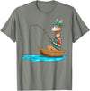SubliminalFantasy Co. Llama Fishing Llama Fisherman Boat Fishing Lovers T-Shirt - Olive Heather