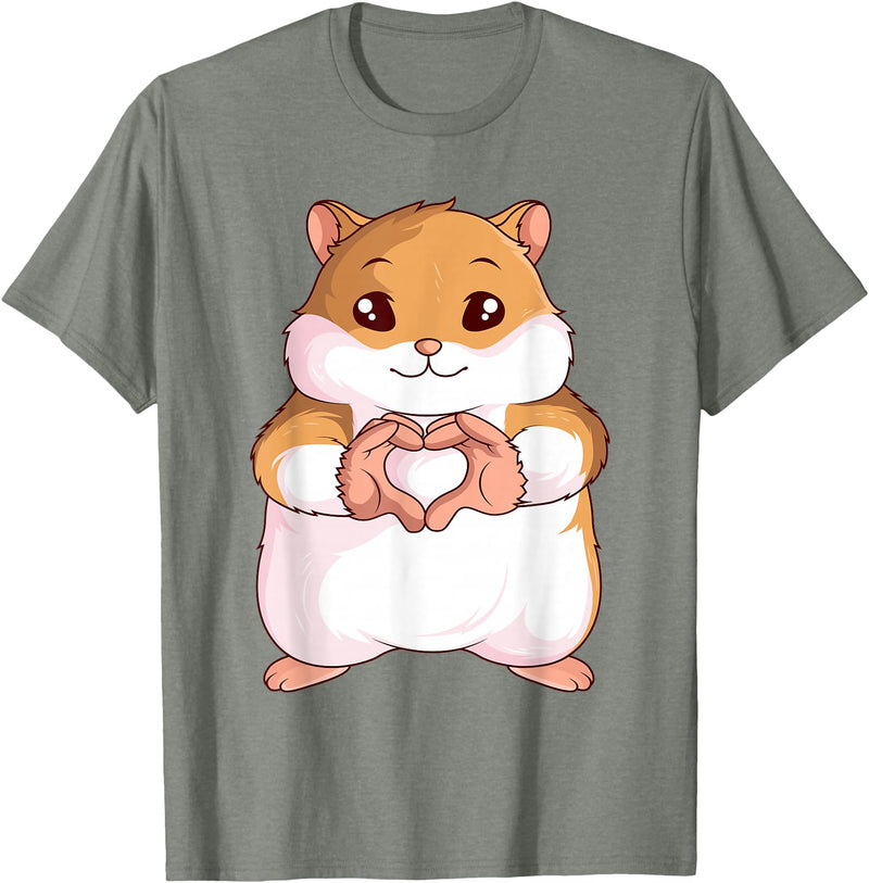 Hamster Lovers Girls Ladies T-Shirt - Olive Heather