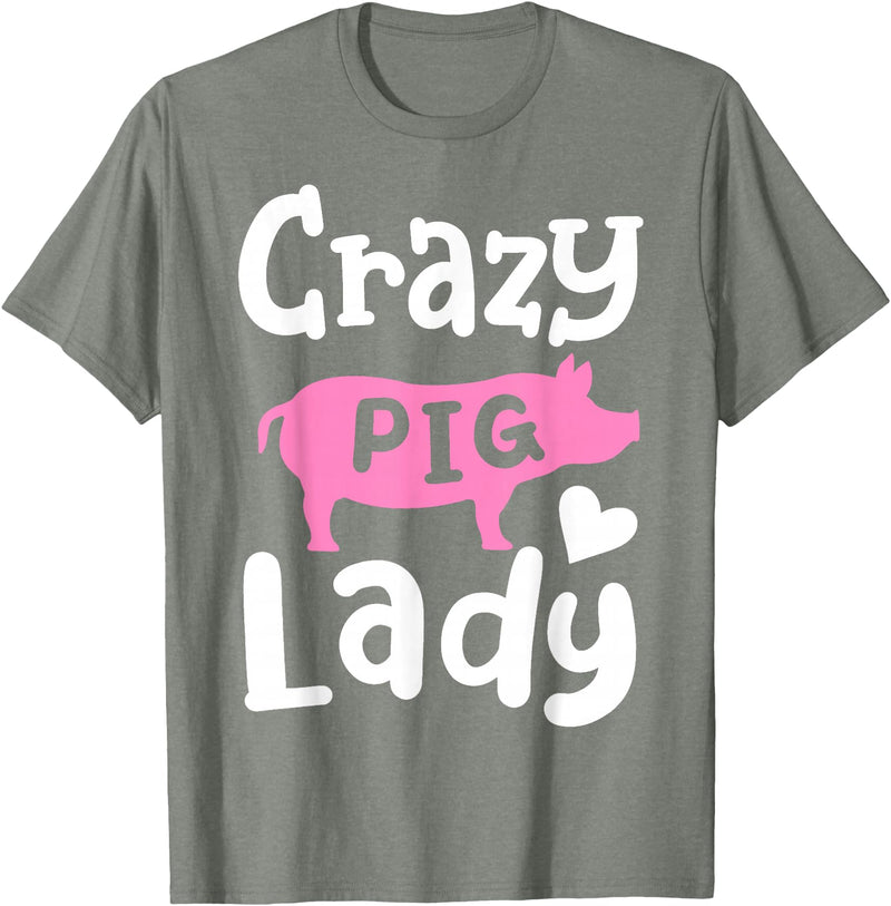 Pig Farm Store Co. Pig Crazy Pig Lady T-Shirt - Olive Heather