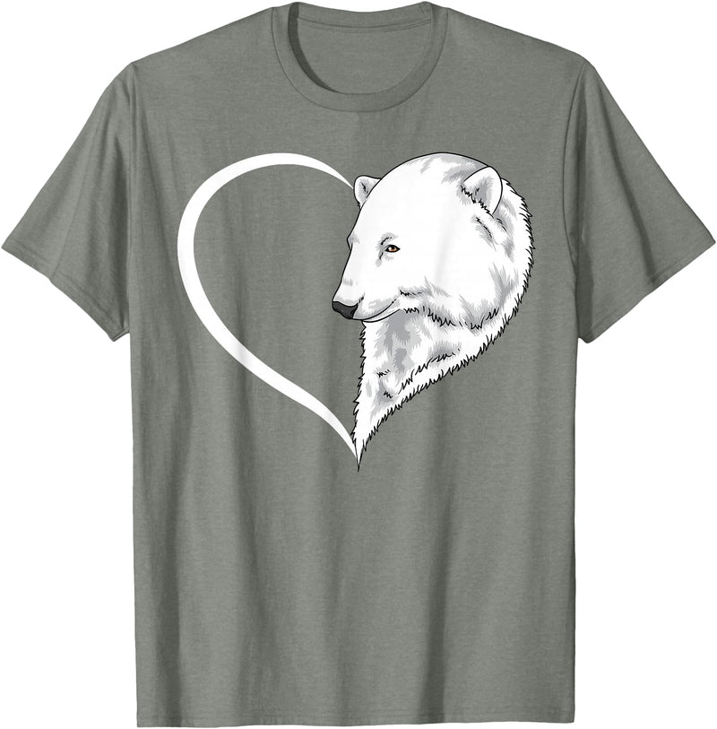 Polar bear Shirt & Tees Co Polar bear Shirts For Women Girls Kids Heart Cute Polar bear T-Shirt - Olive Heather