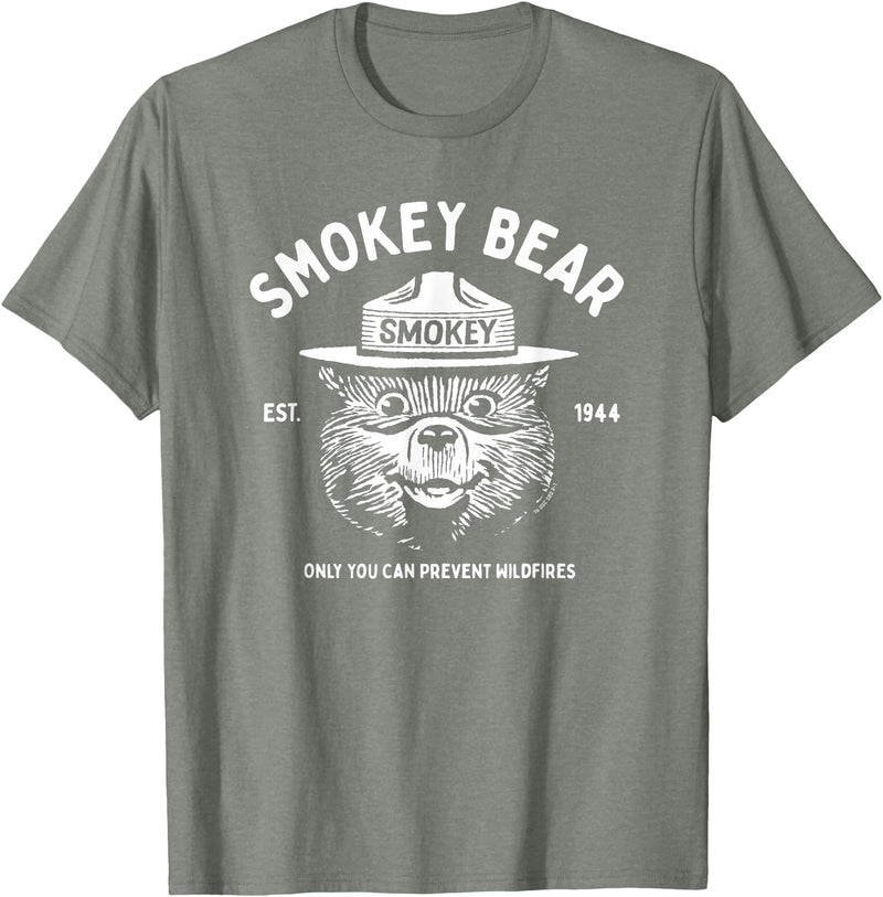 Giant Step Design Co. Vintage Smokey Bear Logo Only You Can Prevent Wildfires T-Shirt - Olive Heather