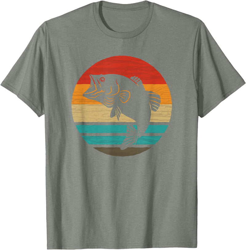 Fishing Accessories & Clothing Gifts Women Men Fish Retro Style Vintage T-Shirt - Olive Heather