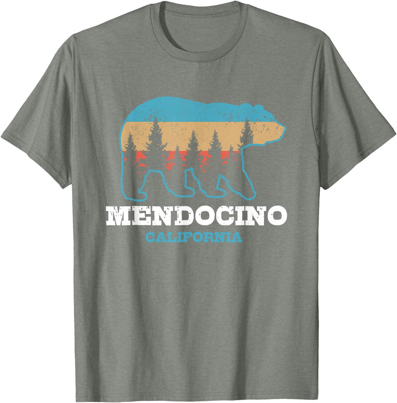 Vintage Mendocino California Souvenirs & Gifts Mendocino Vintage California Grizzly Bear Nature Souvenir T-Shirt - Olive Heather