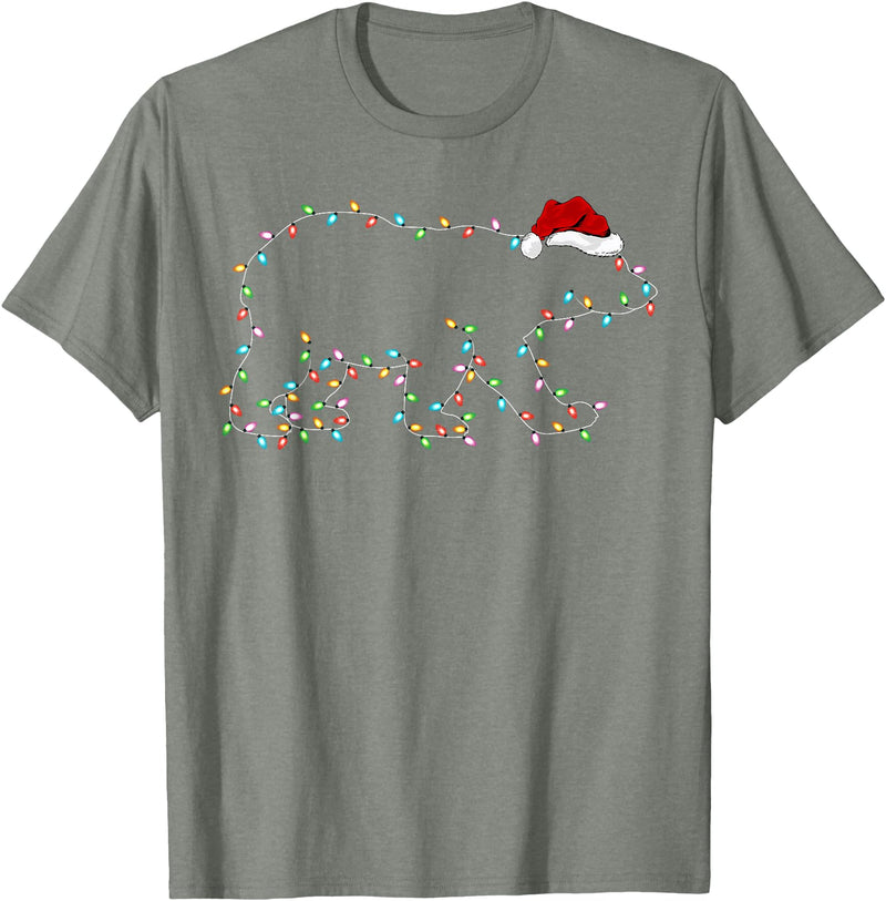 Xmas Lighting Polar Bear Christmas Gifts Polar Bear Xmas Lighting Santa Hat Polar Bear Christmas T-Shirt - Olive Heather