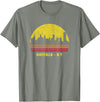 Wowsome! Vintage Retro Sunset Buffalo NY Skyline T-Shirt - Olive Heather