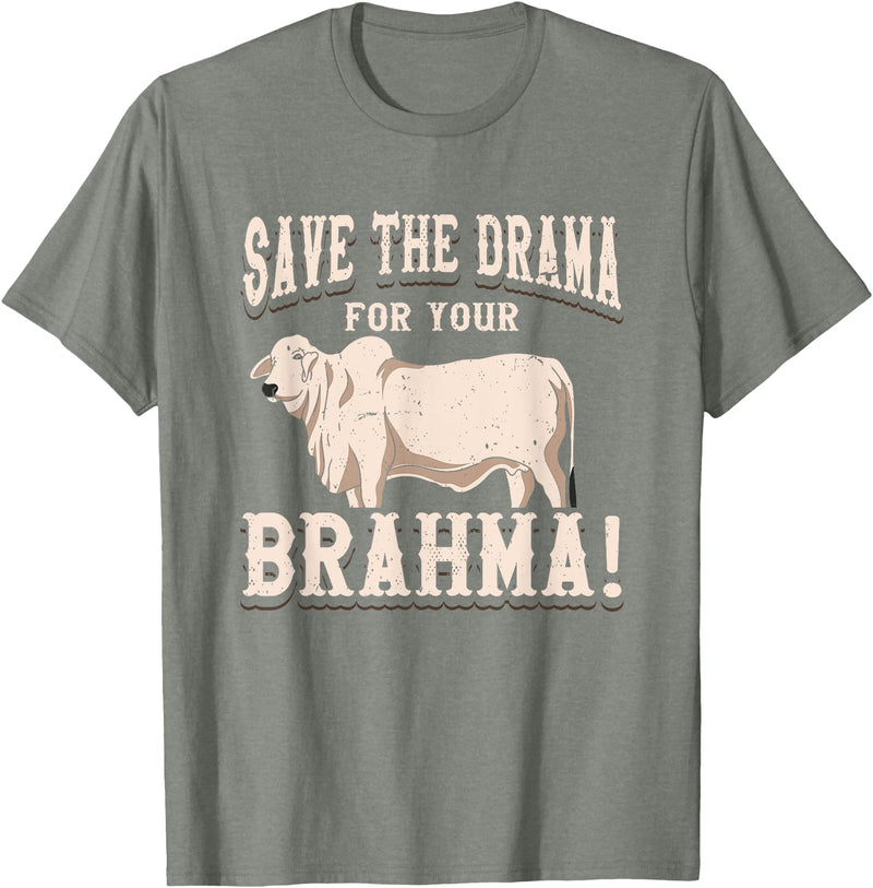 Brahman Cow Livestock cattle Show Pasture American Brahman/Brahma Beef Farmer Ranch Breed No Drama T-Shirt - Olive Heather