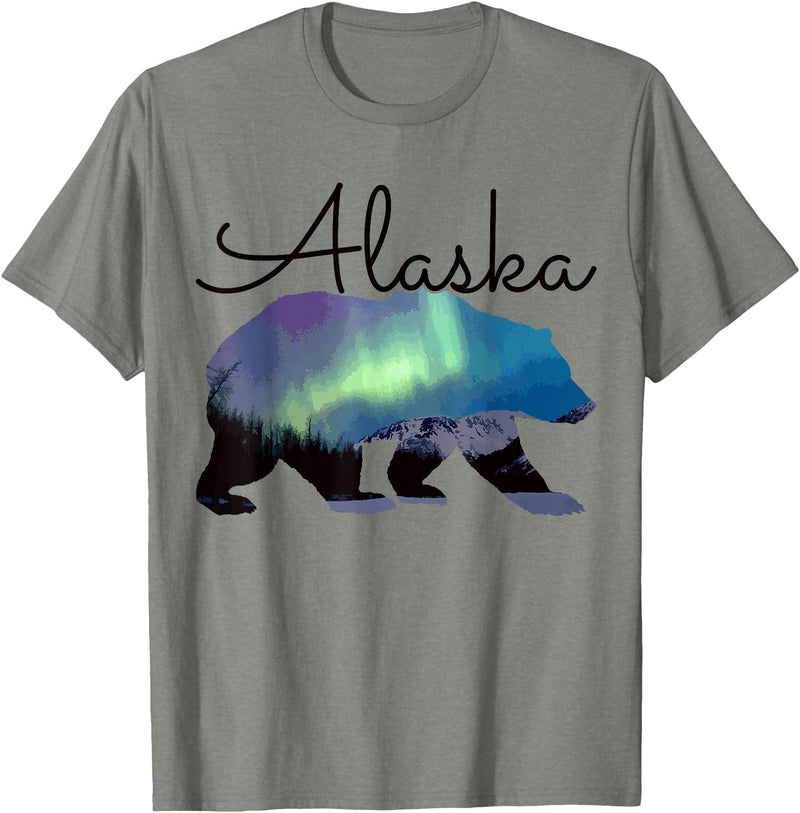 We Love Alaska Alaska Grizzly Bear USA Souvenir T-Shirt - Olive Heather