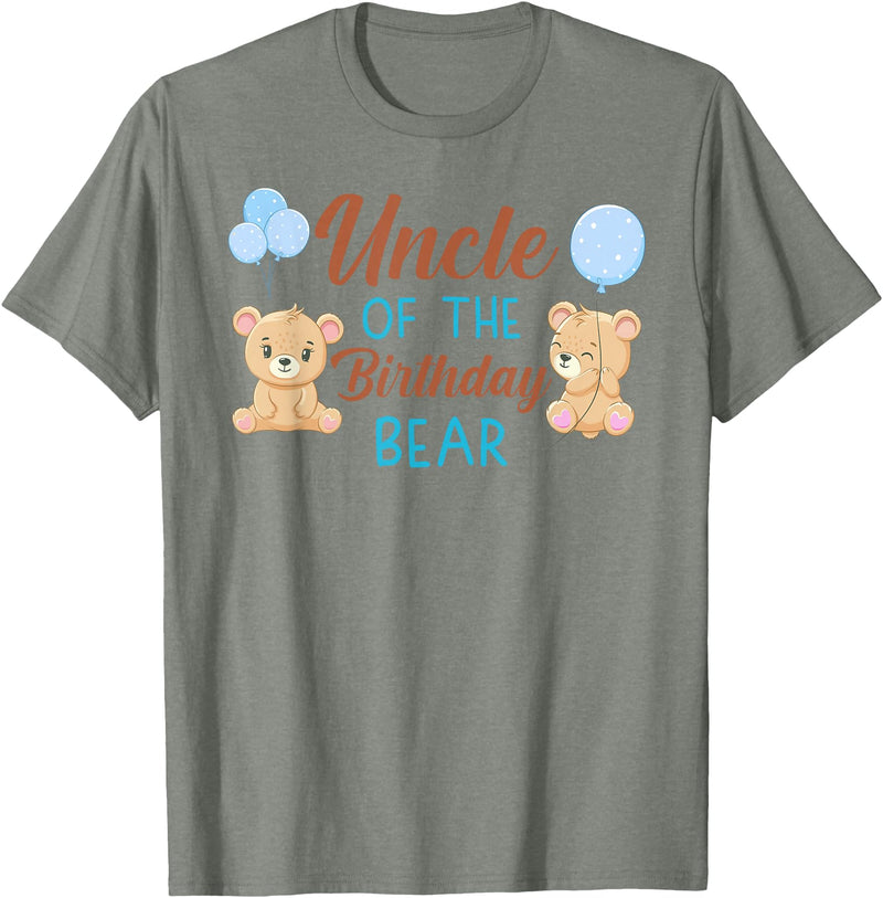 Family Birthday Bear Gifts Uncle of Birthday Boy Bear 1st Birthday Party Boy T-Shirt - Olive Heather
