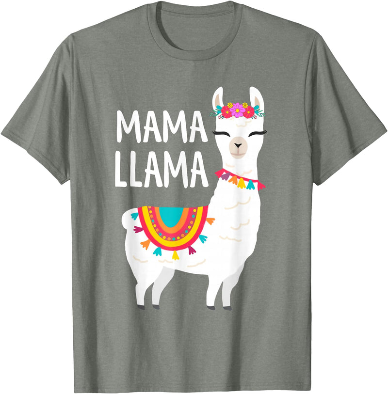 Birthday Llama Shirts Gift Mama Llama Funny Mother's Day Shirt Women Mom Birthday T-Shirt - Olive Heather