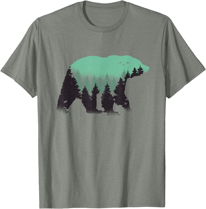Grizzly Bear - Outdoor Apparel Bear Forest Nature Grizzly Hiking Outdoor Hunting Gift T-Shirt - Olive Heather