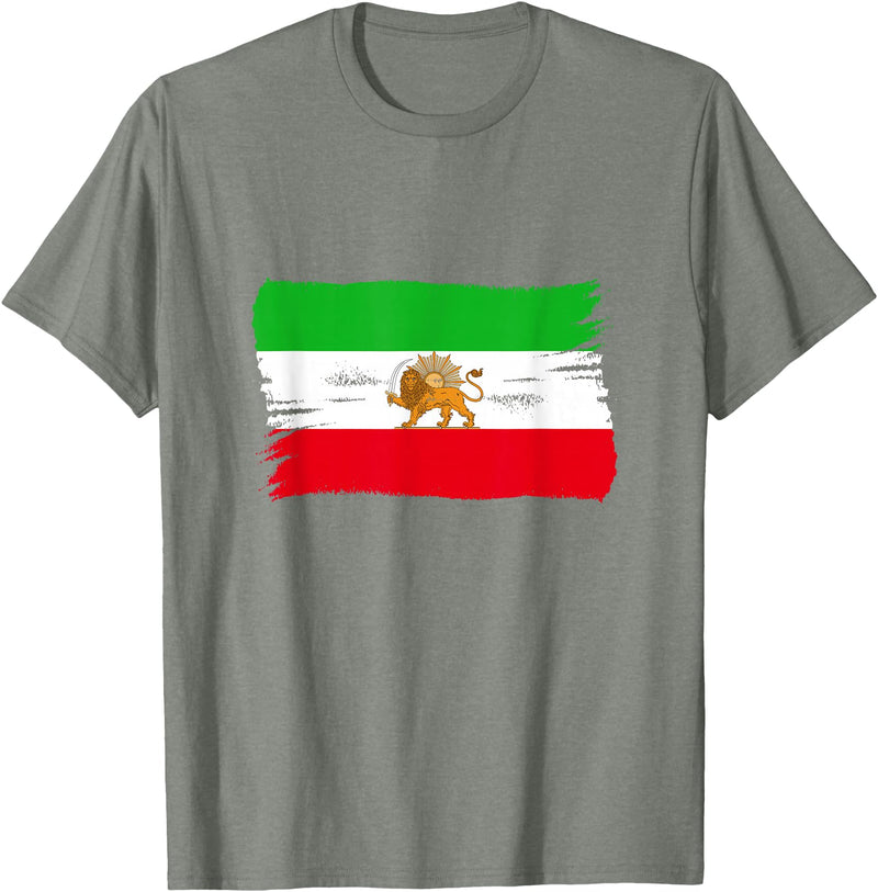 Iran Persia Flag Lion Brush Style Vintage Old Persian Lion Iran T-Shirt - Olive Heather