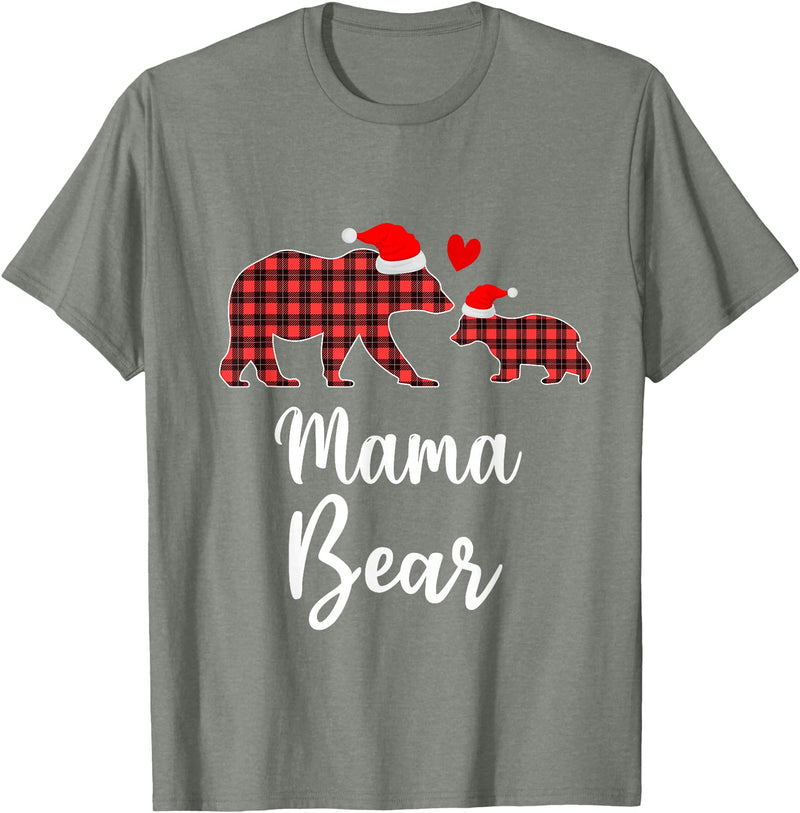 Cute Xmas Gifts Tartan Bear Cub Matching Costumes Mama Bear Buffalo Red Plaid Christmas Pajama Family Outfits T-Shirt -