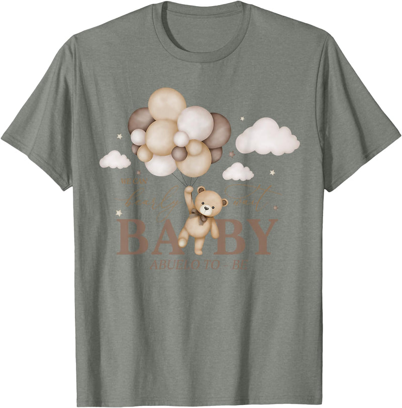 Cute Bearly Wait Baby Shower Bear Matching Family Abuelo We Can Bearly Wait Baby Shower Bear Family Matching T-Shirt - Olive Heather
