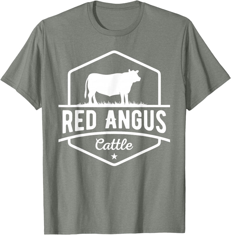 Funny Farmer Gift for Red Angus Cattle Cow Farmer - Red Angus Cattle T-Shirt - Olive Heather