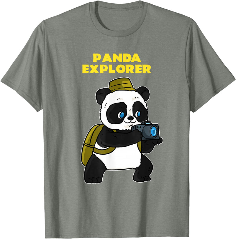 Panda Bear Lovers Clothing Panda Explorer T-Shirt - Olive Heather