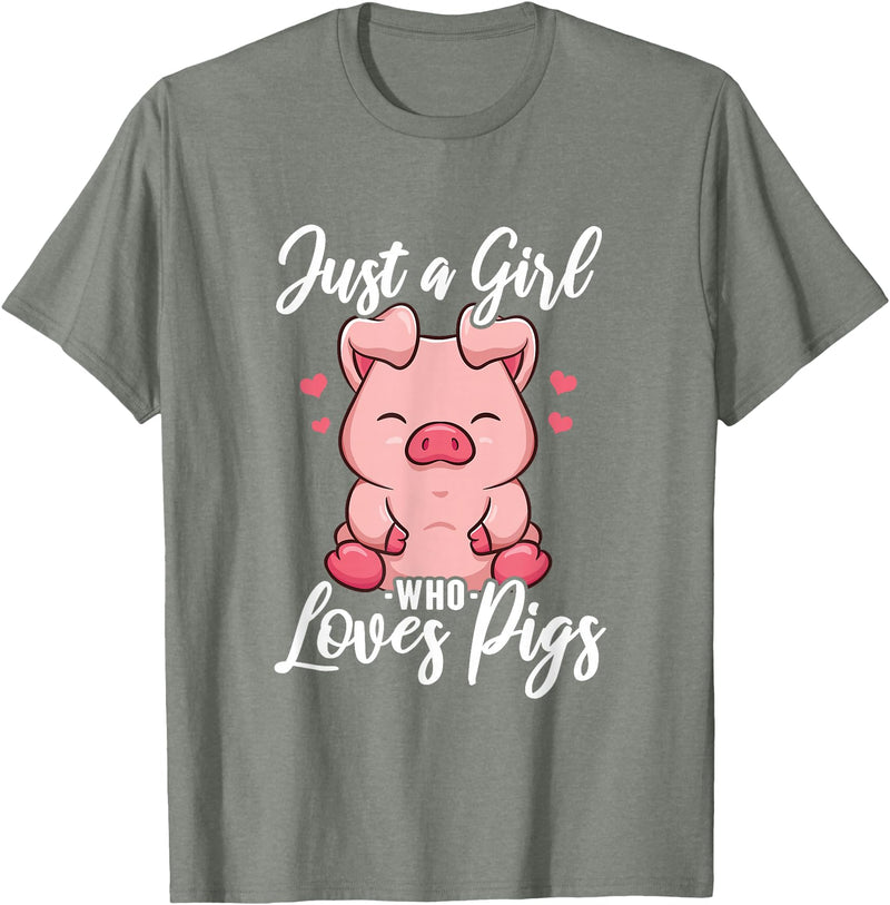Just A Girl Who Loves Pigs. T-Shirt - Olive Heather