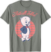 Looney Tunes Porky Pig That's All Folks Lined Portrait T-Shirt - Olive Heather