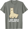 Llama Gifts For Llama Lovers Llama Lover I Just Really Like Llamas, OK Funny Llama T-Shirt - Olive Heather