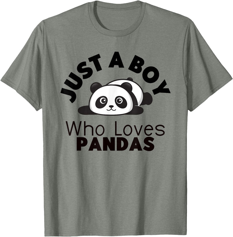 Panda Lover Designs Just A Boy Who Loves Pandas Cute Panda Bear T-Shirt - Olive Heather