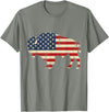 Bison American Buffalo Patriotic Heritage Lr Vintage Buffalo American Flag USA Bison Lover Wildlife T-Shirt - Olive Heather