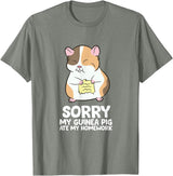 Cute Guinea Pig Tees And Gifts Sorry My Guinea Pig Ate My Homework Guinea Pig School T-Shirt - Olive Heather