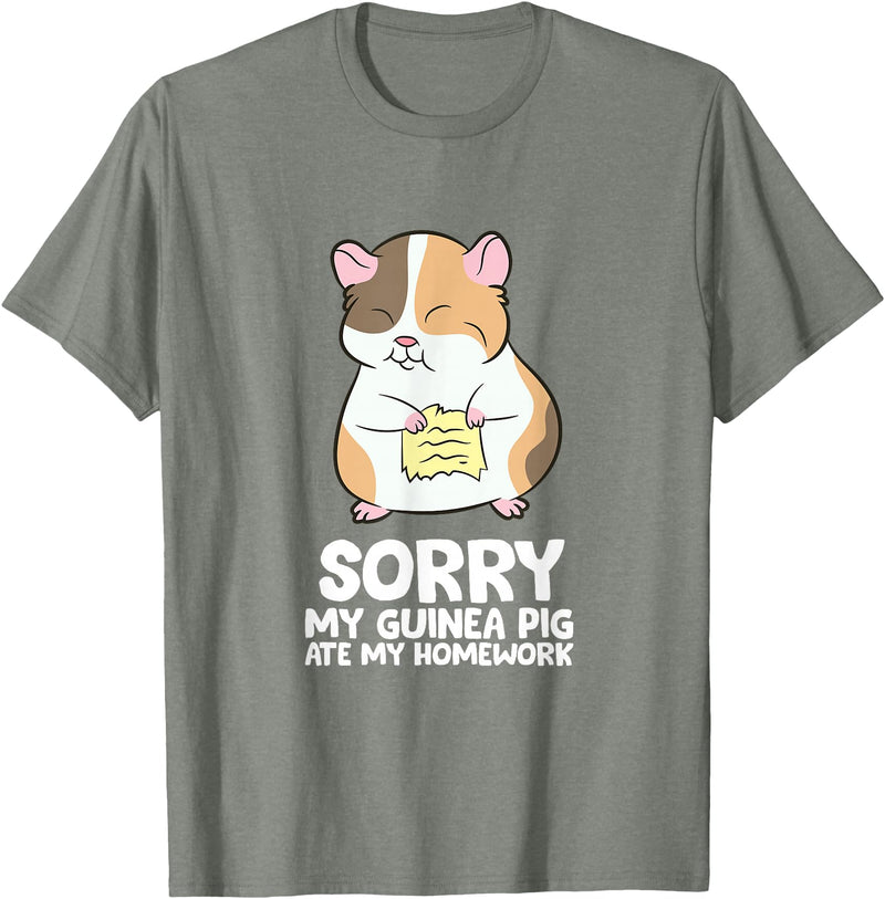 Cute Guinea Pig Tees And Gifts Sorry My Guinea Pig Ate My Homework Guinea Pig School T-Shirt - Olive Heather