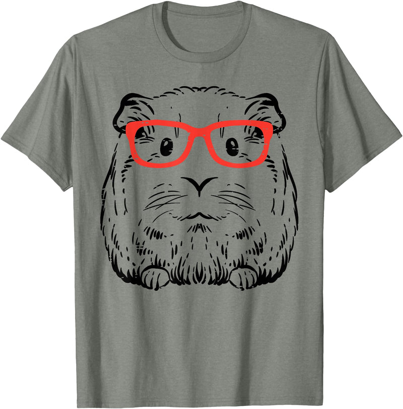 Guinea Pig Shirts For Men Women Kids Gift Guinea Pig Glasses Cute Hispter Cavy Nerd Pet Women Men Kids T-Shirt - Olive Heather